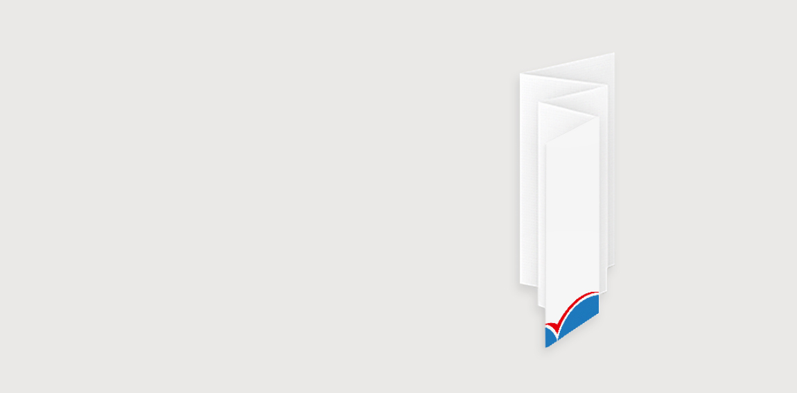 Flyer mit Treppenfalz rechts online drucken lassen – mehrseitiger Werbeflyer mit Stufenfalz